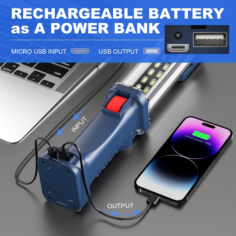WARSUN LED Work Light Rechargeable, Portable Mechanic Trouble Light with1200 Lumens, COB worklight Magnetic Base, Cordless Floodlight for Car Repair, Camping, Hiking, 30w - Image 4
